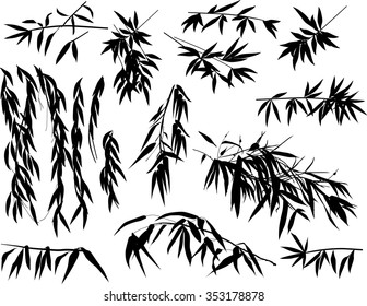 illustration with bamboo collection on white background