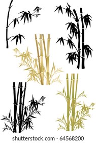 illustration with bamboo collection on white background