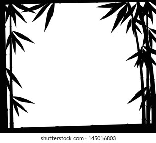 illustration with bamboo frame isolated on white background
