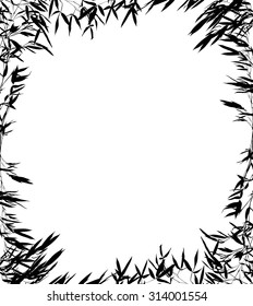 illustration with bamboo frame isolated on white background