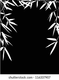 illustration with bamboo half frame isolated on black background