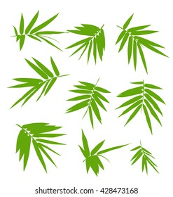 Illustration of bamboo leaves set