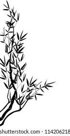 illustration with bamboo on white background