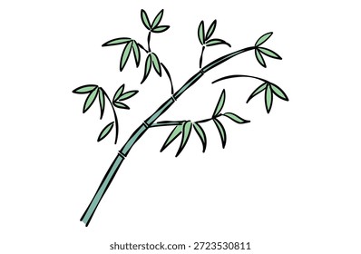 Ilustración de bambú con contornos.
