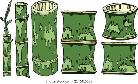 Illustration of bamboo set on a white background