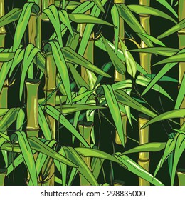 illustration with bamboo. Vector seamless pattern. 
Endless texture can be used for wallpaper, pattern fills, web page background,surface textures. Used mask.