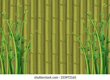 Illustration of a bamboo wall