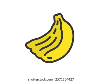 Illustration of a banana bunch icon (line drawing color).