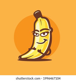 illustration with banana. Can be used as a sticker, badge or mascot.