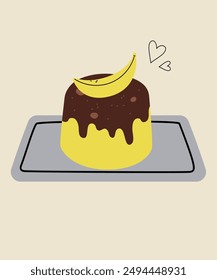  Illustration with Banana and Chocolate at Jelly Cake