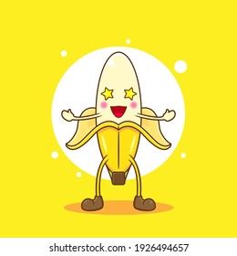 Illustration of banana with cute expression