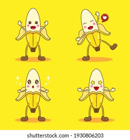Illustration of banana with cute expression