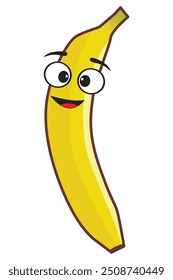 illustration of a banana with a funny and cute face. can be used as children's themed images.