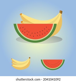 illustration of banana and watermelon.