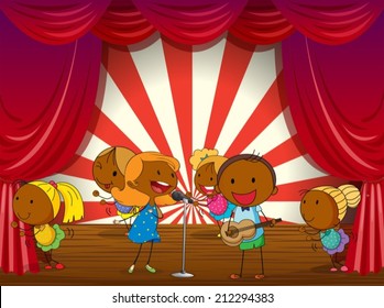 Illustration Of A Band Performing On Stage