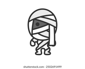 Illustration of a bandaged man icon (line drawing color).