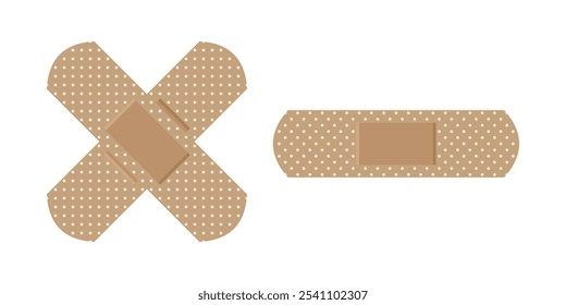 Ilustração de band-aids: um é colado com uma cruz, o outro é horizontal.