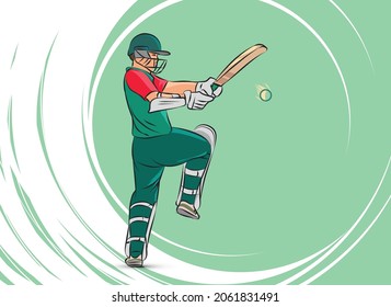 illustration of Bangladesh batsman playing cricket vector. Bangladesh playing cricket championship sports banner design.