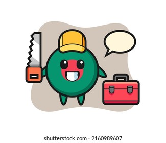 Illustration of bangladesh flag badge character as a woodworker , cute style design for t shirt, sticker, logo element
