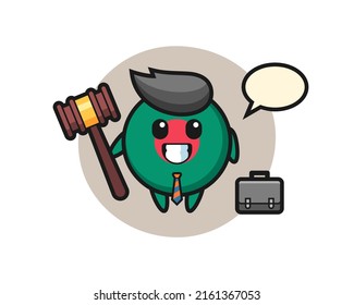 Illustration of bangladesh flag badge mascot as a lawyer , cute style design for t shirt, sticker, logo element