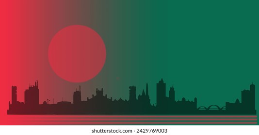 illustration of Bangladesh's independence day with the dominant colors green and red according to the colors of the country's flag