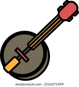 Ilustración de un banjo en estilo de dibujo de línea.