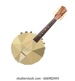 Illustration banjo in LOW POLY style.