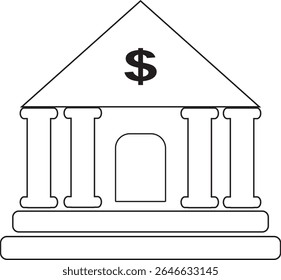 The Illustration of Bank Icon with dollar symbol