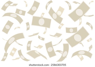 Illustration of banknotes flying in the air