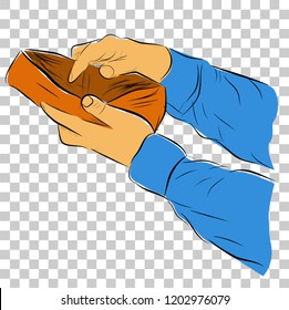 Illustration for Bankrupt lost money, Man Opening His Wallet at transparent effect background