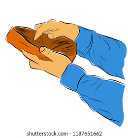 Illustration for Bankrupt, Man Opening His Empty Wallet