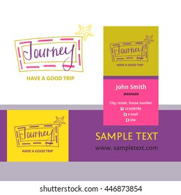 Illustration banner for advertising tourism companies, tour operators. Design logotype of cruise travel. Journey have a good trip.
