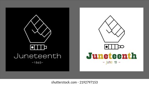 Illustration banner background and wallpaper in juneteenth day.In picture have two styles black and white with word juneteenth 1865 and june19