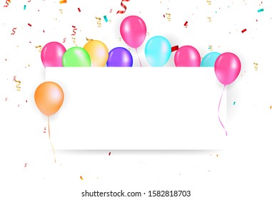 Illustration of a banner with balloons. Party and celebration or holidays vector illustration. Balloons free board and confetti vector illustration