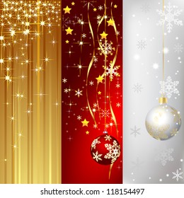 Ilustración de pancartas con antecedentes navideños. Vector.