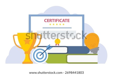  illustration banner for education, knowledge, certificate, training courses, graduation, championship, award