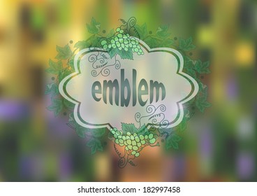 Illustration of banner with frame from grapevine with bunches of grapes