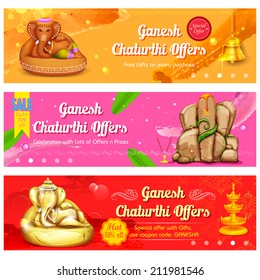 illustration of banner for Ganesh Chaturthi sale promotion