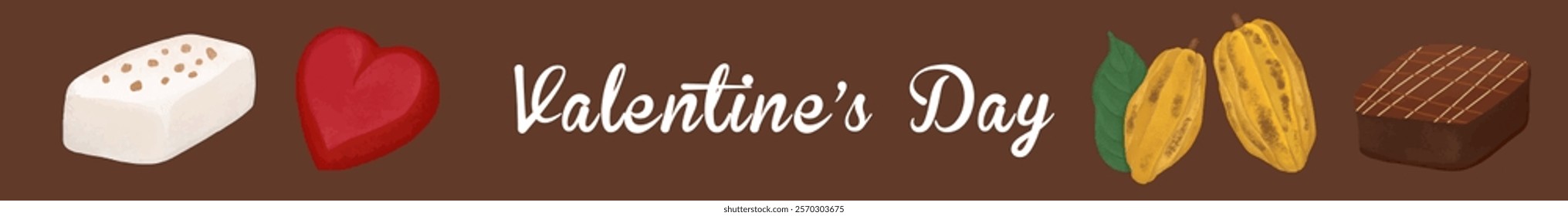 Illustration banner of hand-drawn chocolate that can be used for Valentine's Day