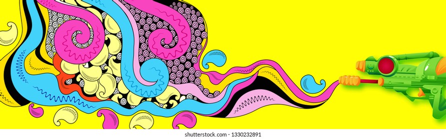 illustration of banner, header, poster colorful Happy Holi, Festival of Colors celebration 