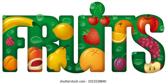 illustration of banner inscription fruits and berries images