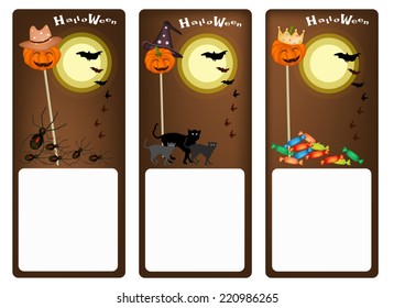 Illustration Banner of Jack-o-Lantern Pumpkin on Wooden Stick with Halloween Misters and Halloween Items For Halloween Celebration. 