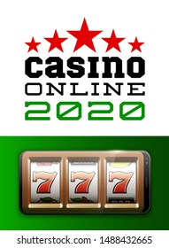 Illustration banner of mobile online casino application with 777 big win slot machine. Realistic advertising poster with online mobile app casino and Jackpot 777. Play now in One Armed Bandit banner