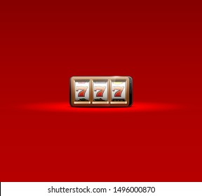 Illustration banner of mobile online casino application with 777 big win slot machine. Realistic advertising poster with online mobile app casino and Jackpot 777. Play now in One Armed Bandit banner