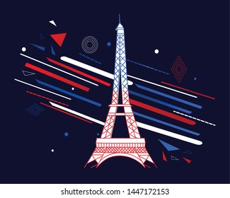 Illustration banner or poster of French National Day,Happy Bastille Day.