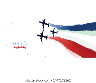 Illustration banner or poster of French National Day,Happy Bastille Day.