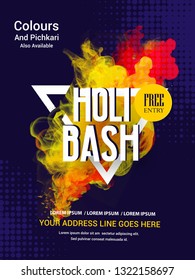 illustration of banner, poster, invitation card for Holi celebration with colourful background