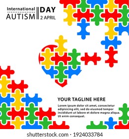 Illustration, banner or poster of World autism awareness day.