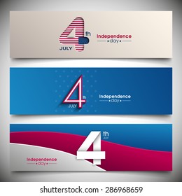 Illustration of banner set of 4 July.