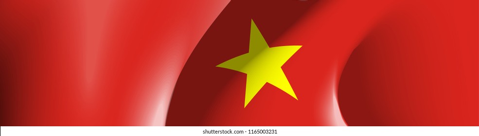 illustration banner with state flag of The Socialist Republic of Vietnam. Card with flag and coat of arms The Socialist Republic of Vietnam. picture banner september 2 of foundation day